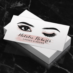 Peitschen-Maskenbildnerwink-Auge erröten rosa Visitenkarte