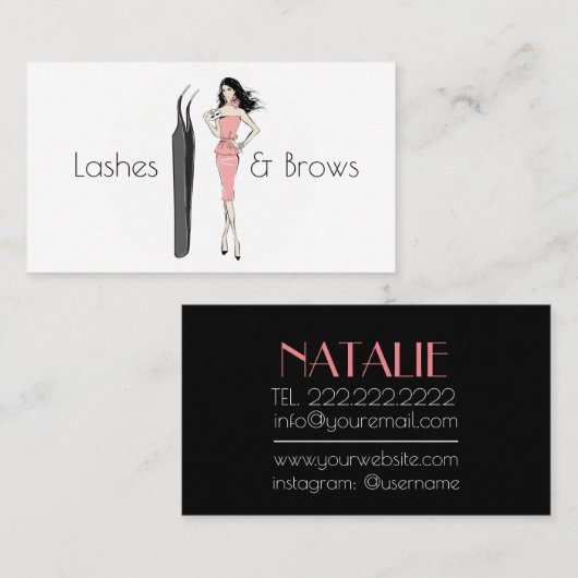 Peitschen und Brauen Visitenkarte (Vorne/Hinten)