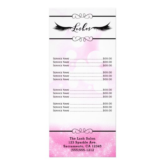 Peitschen-Wimper-Erweiterungs-rosa Werbekarte (Hinten)