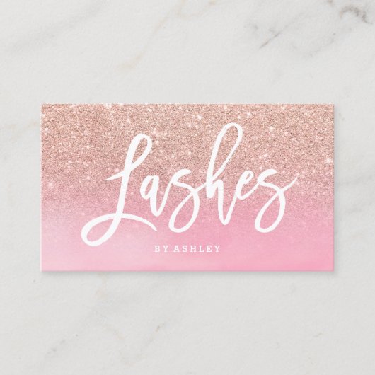 Peitschenskript-RosengoldGlitter-Rosa Watercolor Visitenkarte (Vorderseite)