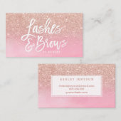 Peitscht Brauen-RosengoldGlitter-Rosa Watercolor Visitenkarte (Vorne/Hinten)