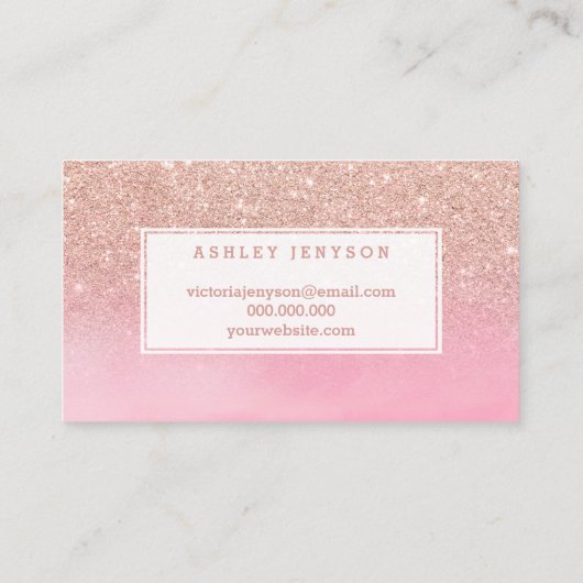Peitscht Brauen-RosengoldGlitter-Rosa Watercolor Visitenkarte (Rückseite)