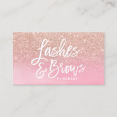 Peitscht Brauen-RosengoldGlitter-Rosa Watercolor Visitenkarte (Vorderseite)