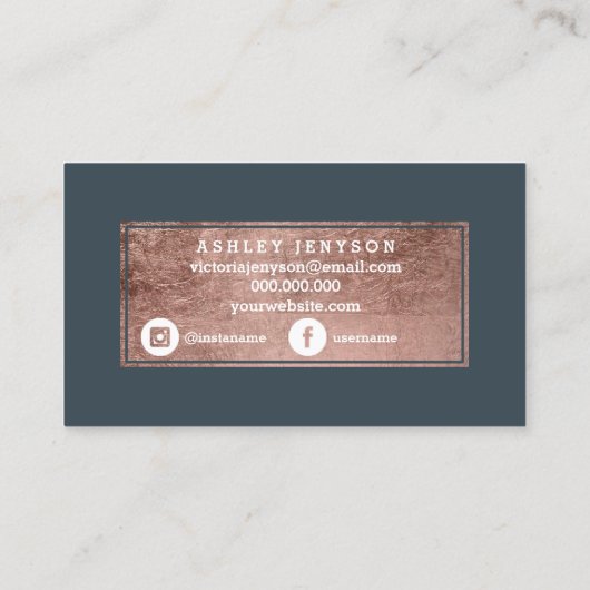 peitscht Rosengoldtypographie-Holzkohlenmedien Visitenkarte (Rückseite)