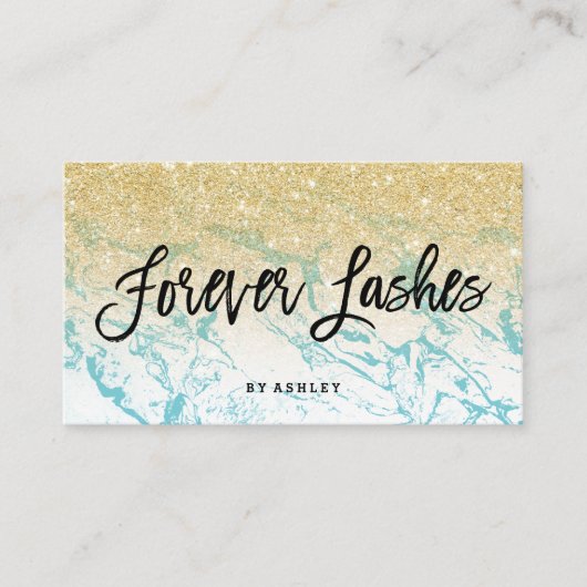 Peitscht TypografiegoldGlittermarmor Visitenkarte (Vorderseite)