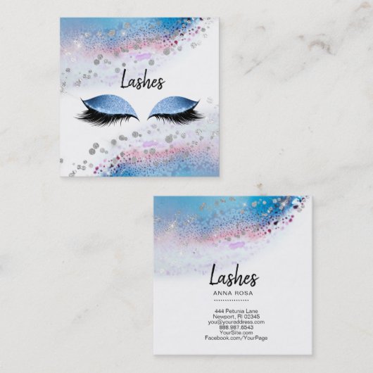 *~* PEITSCHT Watercolor-abstraktes Quadratische Visitenkarte (Vorne/Hinten)