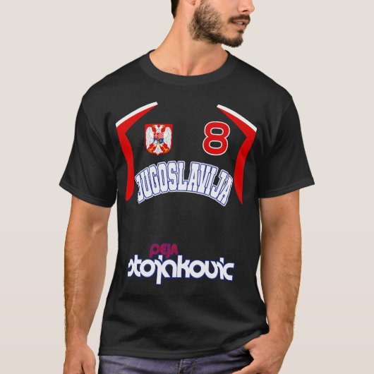 Peja Stojakovic Retro Jugoslawien Euro Basketball T-Shirt (Vorderseite)