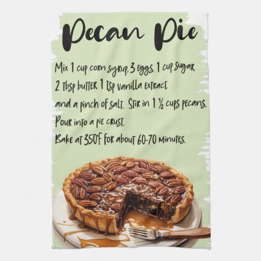 Pekan-Pie-Rezept Geschirrtuch (Vertikal)