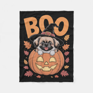 Peke-Kostüm auf Kürbis-Halloween-Pekingese Fleecedecke