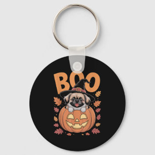 Peke-Kostüm auf Kürbis Halloween Pekingese Schlüsselanhänger