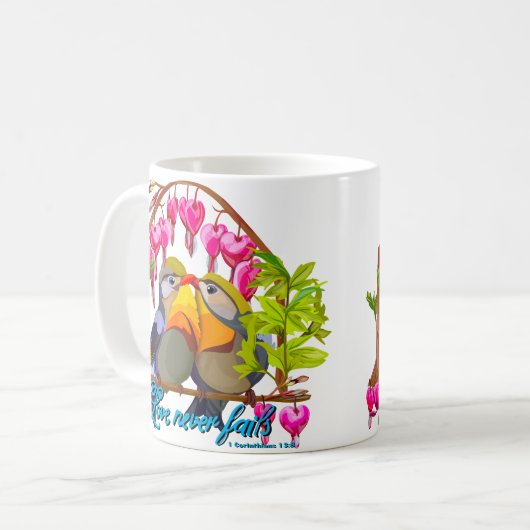 Pekin Robins - Leiothrix Liebe Versage nie Kaffeetasse (Vorderseite Links)