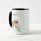 Pekinese Watercolor Personalized Dog Tasse (Vorderseite Links)