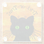 Peking Black Cat Halloween Wasserfarbendesign Glasuntersetzer (Rückseite)