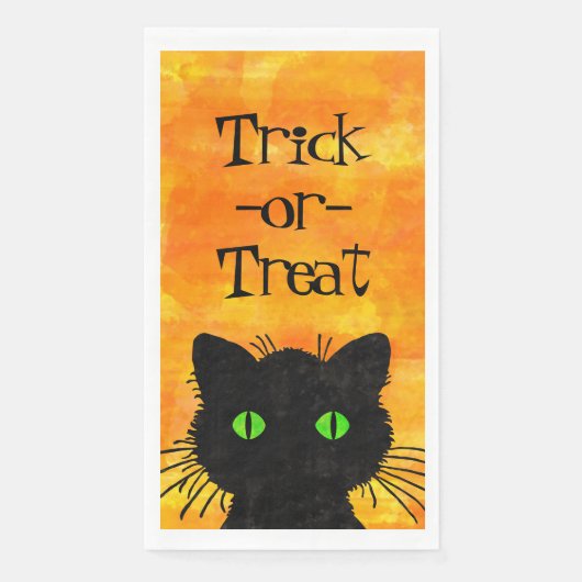 Peking Black Cat Halloween Wasserfarbendesign Serviette (Vorderseite)