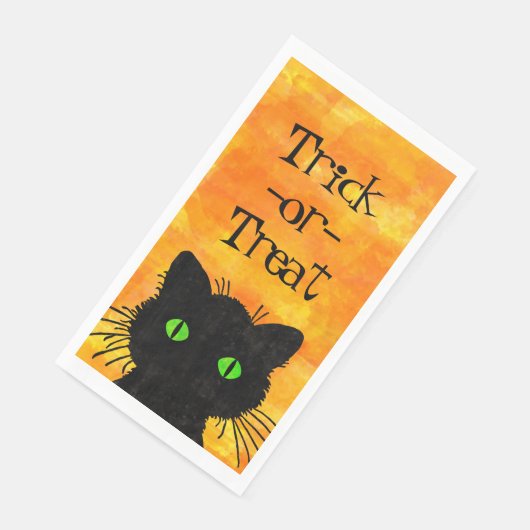 Peking Black Cat Halloween Wasserfarbendesign Serviette (Ecke)