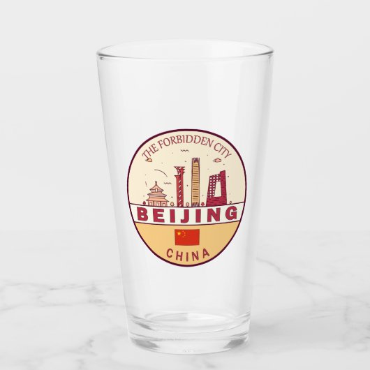 Peking China City Skyline Emblem Glas (Vorderseite)
