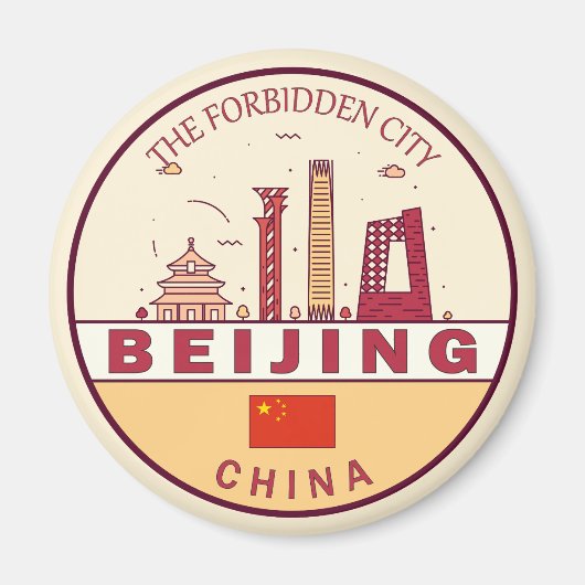 Peking China City Skyline Emblem Magnet (Vorne)