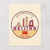 Peking China City Skyline Emblem Postkarte (Vorderseite)