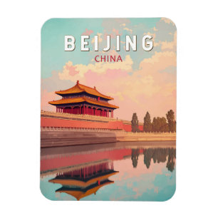 Peking China Illustration Reisen Kunst Vintag Magnet