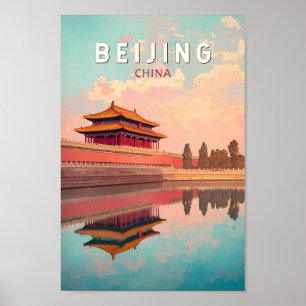 Peking China Illustration Reisen Kunst Vintag Poster