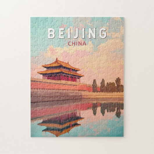 Peking China Illustration Reisen Kunst Vintag Puzzle (Vertikal)