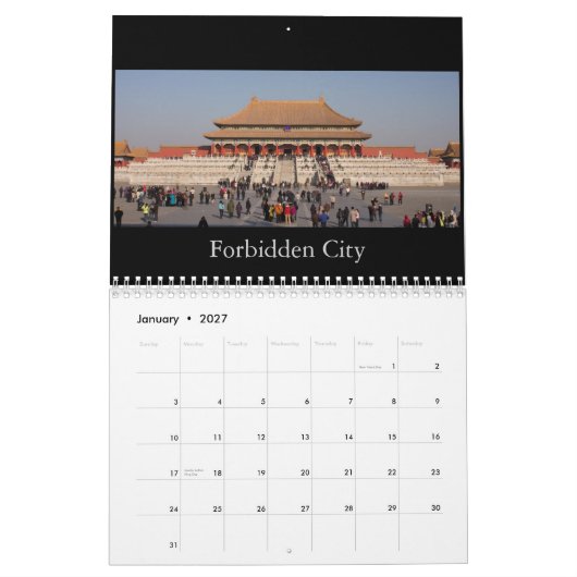 PEKING-CHINA KALENDER (Jan 2027)
