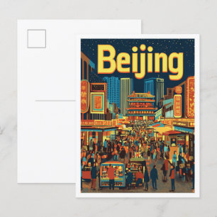 Peking China Kunst Vintage Reise Illustration Postkarte