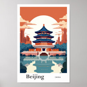 Peking China Reise Vintage Illustration Poster