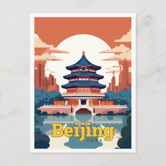 Peking China Reise Vintage Illustration Postkarte (Vorderseite)
