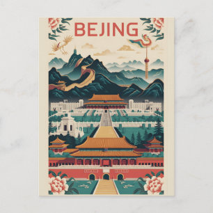 Peking China Retro-Reiseposter Vintage-Kunst Feiertagspostkarte