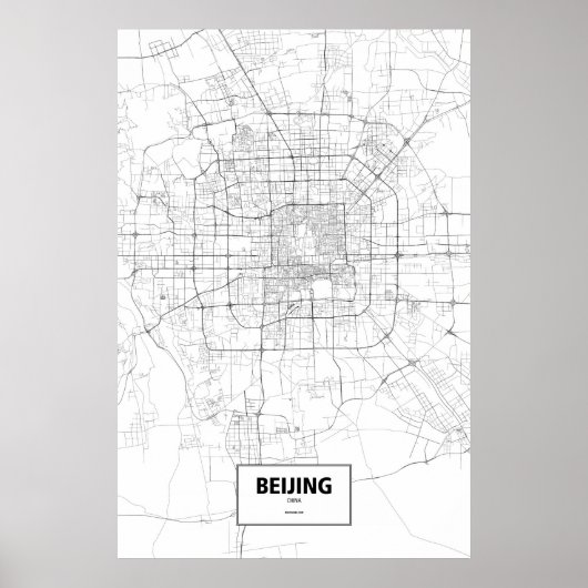 Peking, China (schwarz auf weiß) Poster (Vorne)