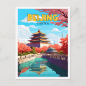 Peking China Vintage Illustration Postkarte (Vorderseite)