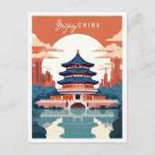 Peking China Vintage Illustration Postkarte (Vorderseite)