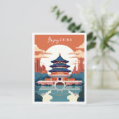 Peking China Vintage Illustration Postkarte (Stehend Vorderseite)