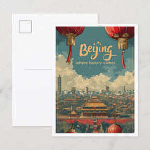 Peking China Vintage-Kunst-Reiseillustration Postkarte