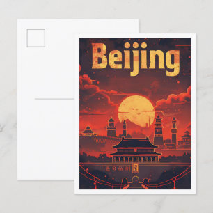 Peking China Vintage-Kunst-Reiseillustration Postkarte