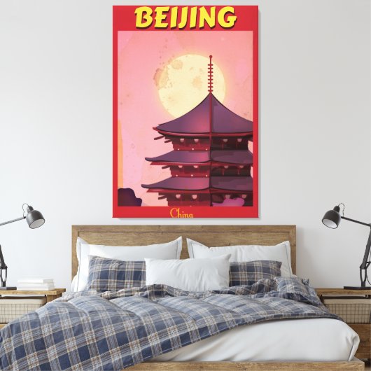 Peking China Vintage Reiseplakat Leinwanddruck (Insitu (Schlafzimmer))