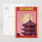 Peking China Vintage Reiseplakat Postkarte (Vorne/Hinten)