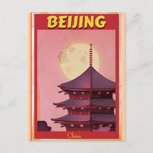 Peking China Vintage Reiseplakat Postkarte (Vorderseite)