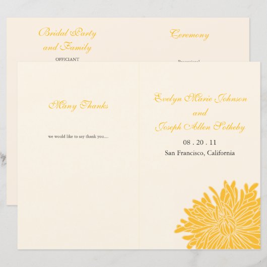Peking Chrysanthemum Wedding Program (Vorne/Hinten)