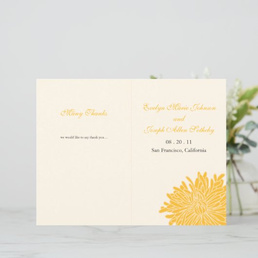 Peking Chrysanthemum Wedding Program (Stehend Vorderseite)