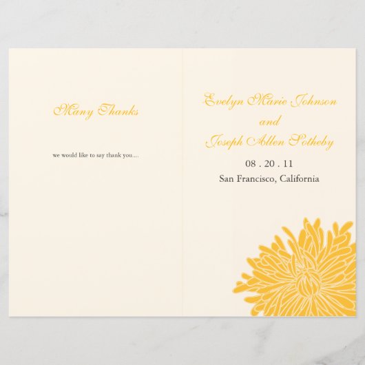 Peking Chrysanthemum Wedding Program (Vorderseite)