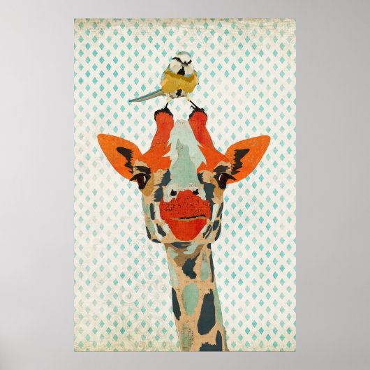 Peking Giraffe & Little Bird Art Poster (Vorne)