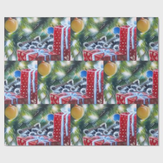Peking Raccoons Weihnachtsgeschenke Geschenkpapier (Flach)