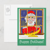 Peking Santa Postcard Feiertagspostkarte (Vorne/Hinten)