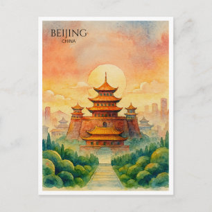 Pekinger China Verbotene Wasserfarbe Feiertagspostkarte