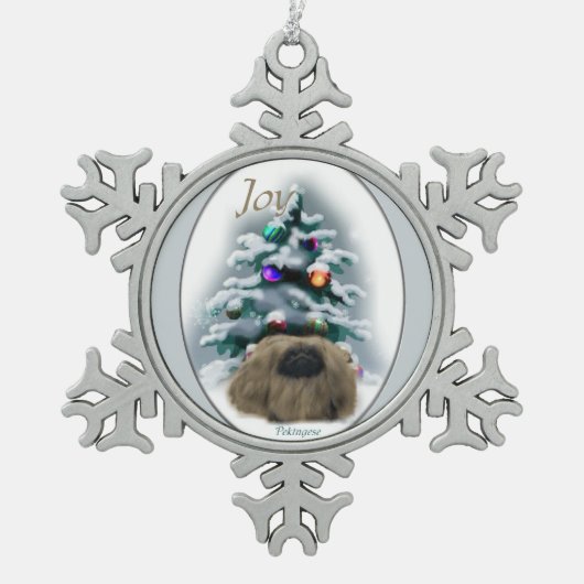Pekinger Weihnachten Schneeflocken Zinn-Ornament (Vorderseite)