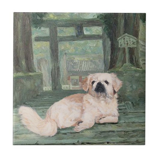 Pekingese am Orientalischen Tor Fliese (Vorderseite)