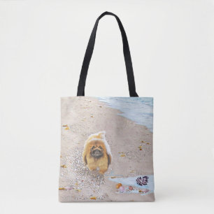 Pekingese am Strand Tasche