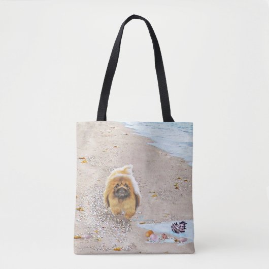 Pekingese am Strand Tasche (Vorderseite)